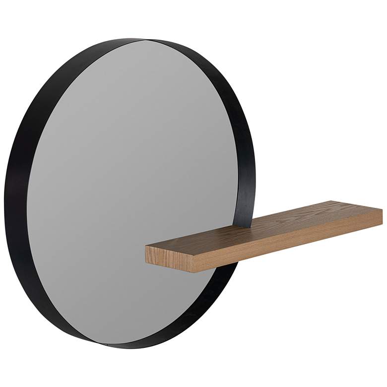 Wrenlee Matte Black 39 1/2&quot; x 26&quot; Wall Mirror with Shelf more views
