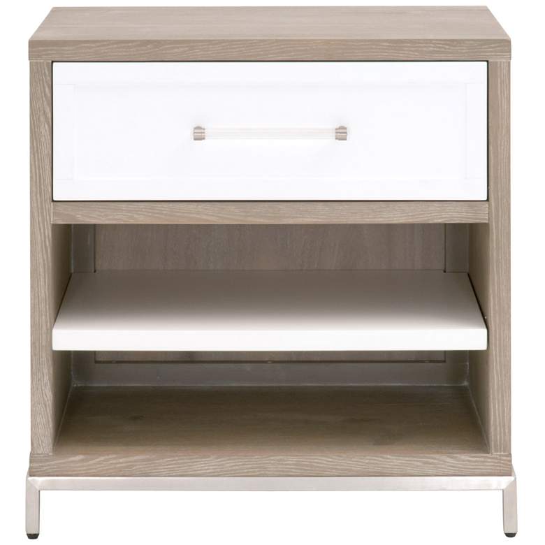 Image 1 Wrenn 1-Drawer Nightstand, Natural Gray Acacia, Matte White