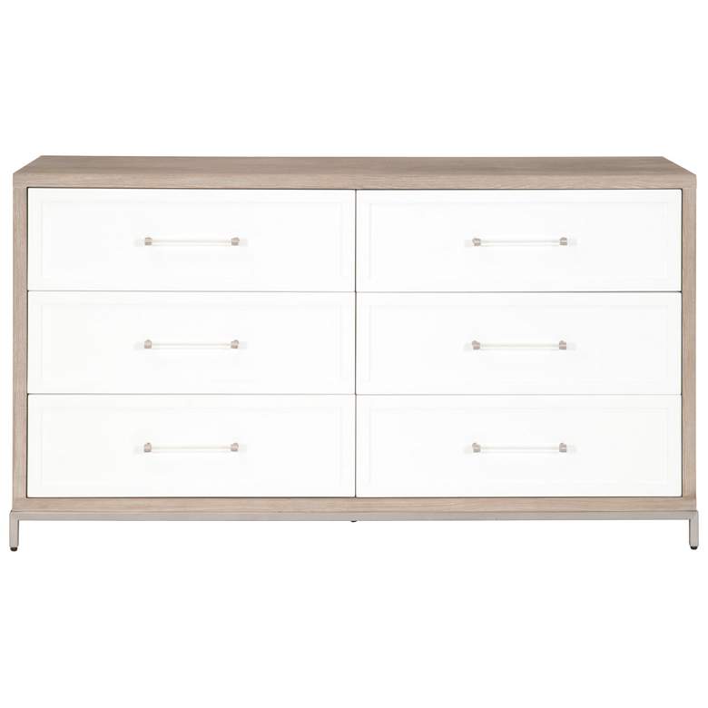 Image 1 Wrenn 6-Drawer Double Dresser, Natural Gray Acacia, Matte White