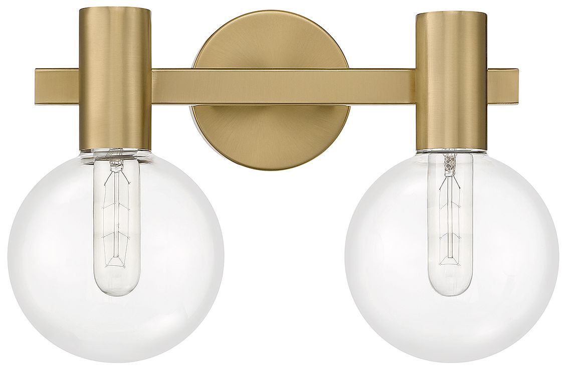 Image 2 Wright 2-Light Bathroom Vanity Light in Warm Brass more views