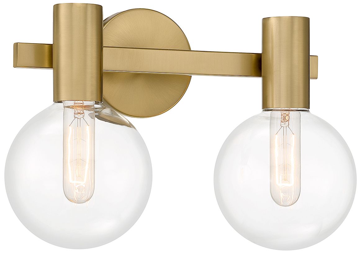 Image 3 Wright 2-Light Bathroom Vanity Light in Warm Brass more views