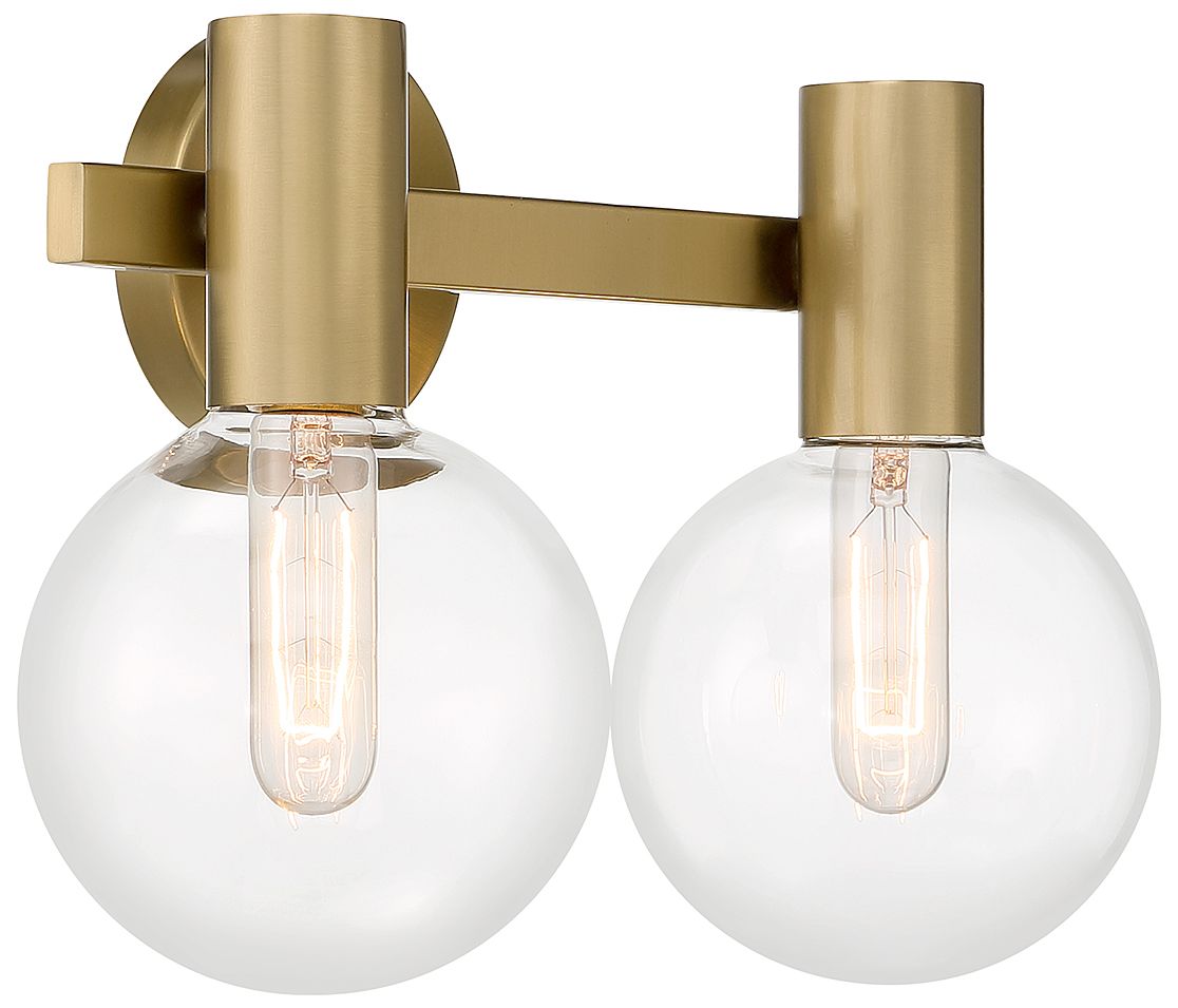 Image 4 Wright 2-Light Bathroom Vanity Light in Warm Brass more views