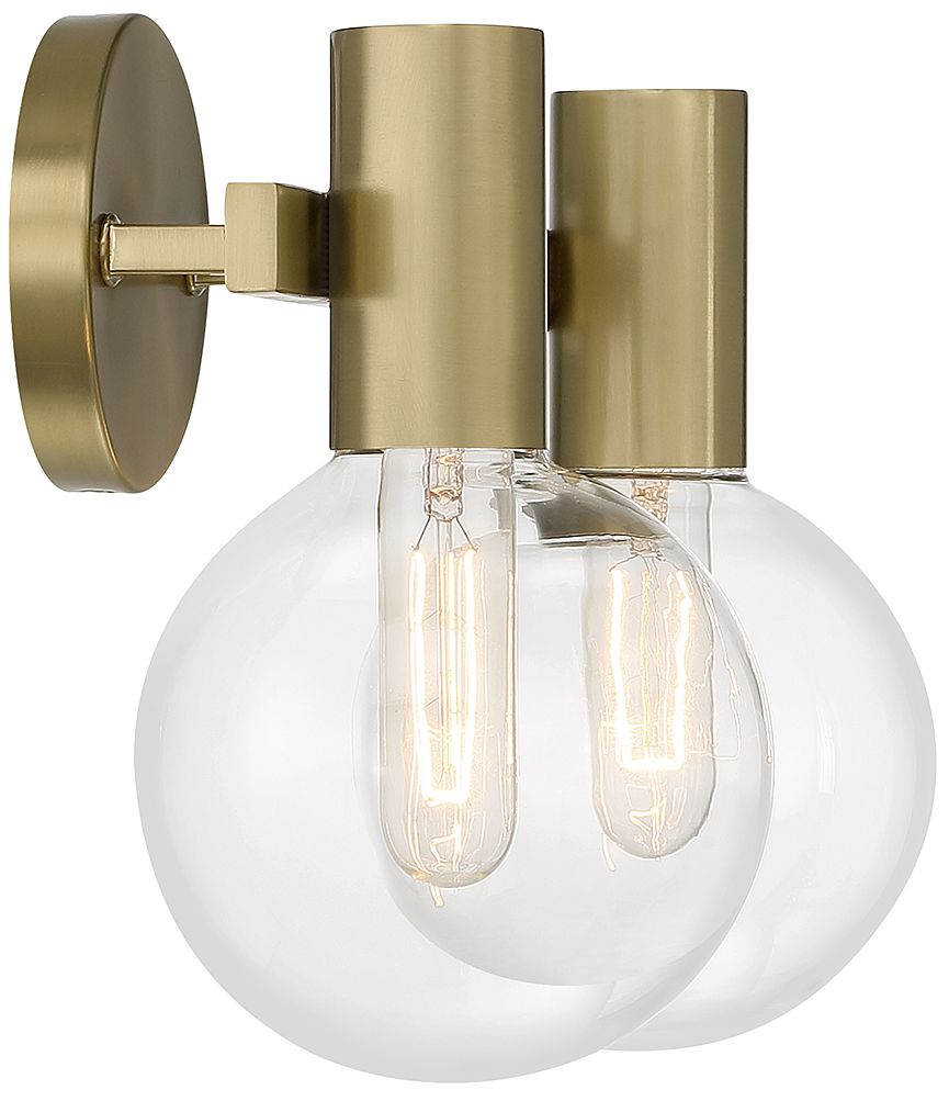 Image 5 Wright 2-Light Bathroom Vanity Light in Warm Brass more views