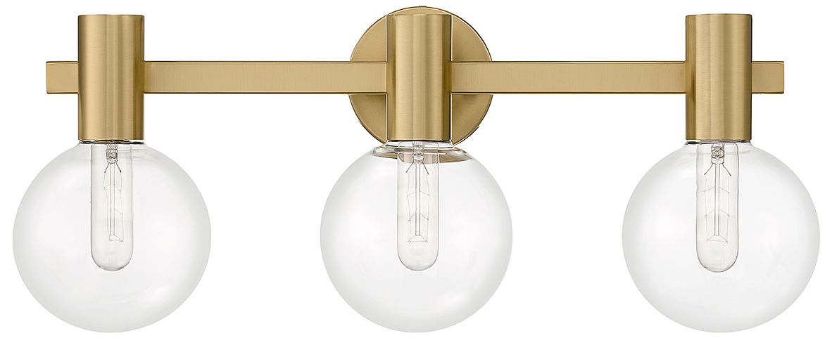 Image 2 Wright 3-Light Bathroom Vanity Light in Warm Brass more views