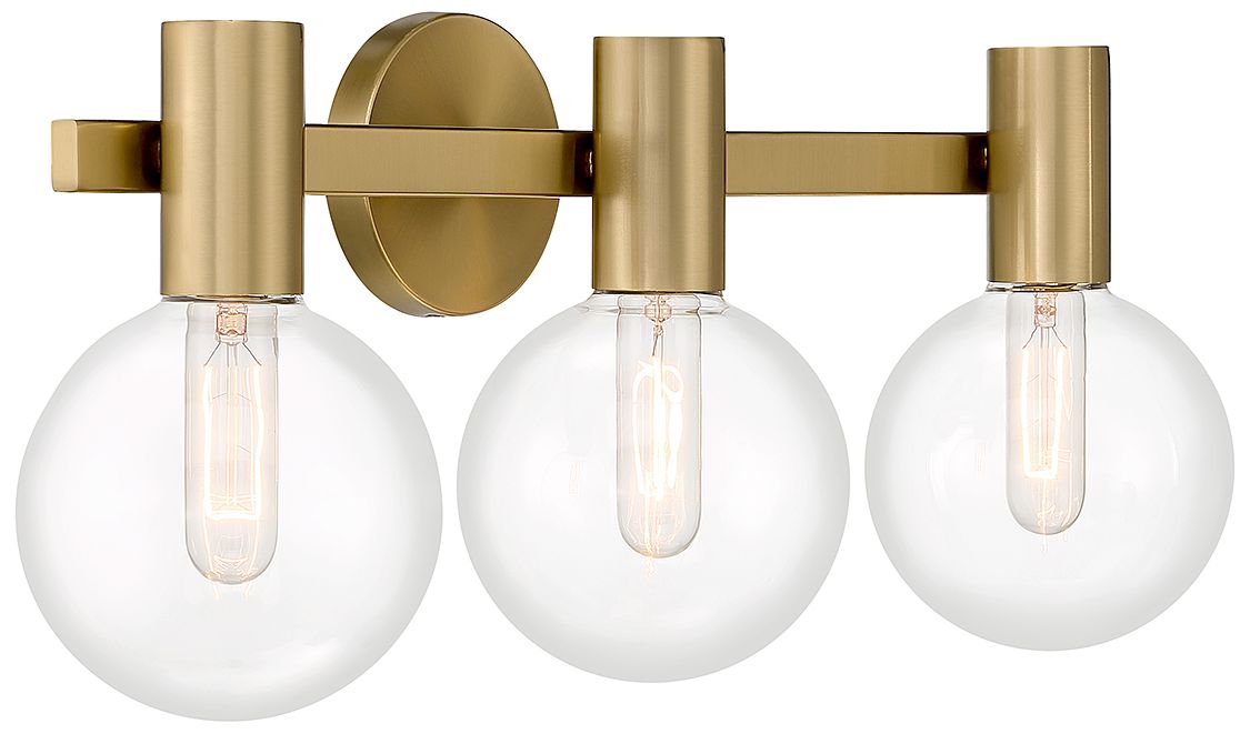 Image 4 Wright 3-Light Bathroom Vanity Light in Warm Brass more views