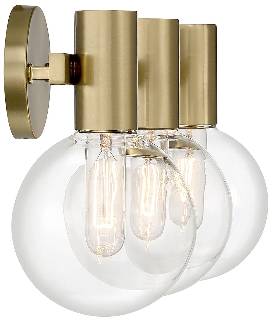 Image 5 Wright 3-Light Bathroom Vanity Light in Warm Brass more views