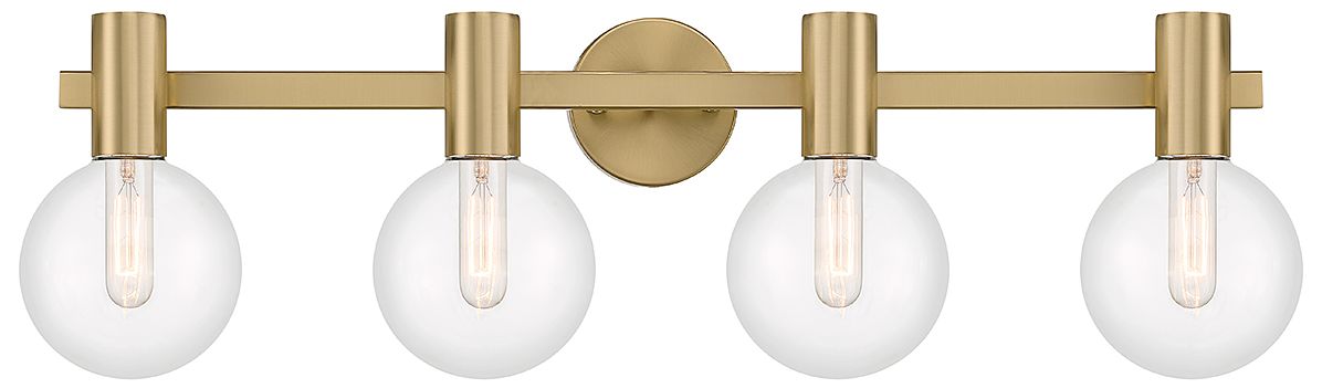 Wright 4-Light Bathroom Vanity Light in Warm Brass