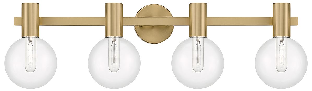 Image 2 Wright 4-Light Bathroom Vanity Light in Warm Brass more views