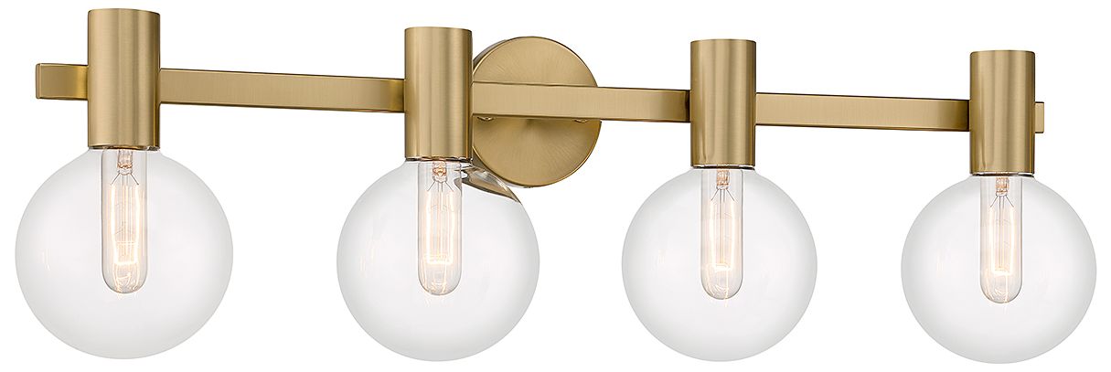 Image 3 Wright 4-Light Bathroom Vanity Light in Warm Brass more views