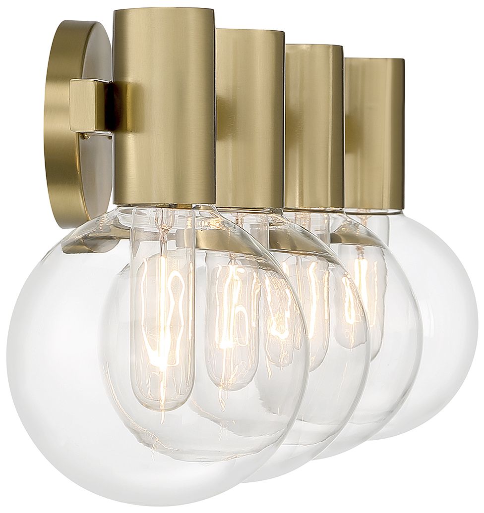 Image 5 Wright 4-Light Bathroom Vanity Light in Warm Brass more views
