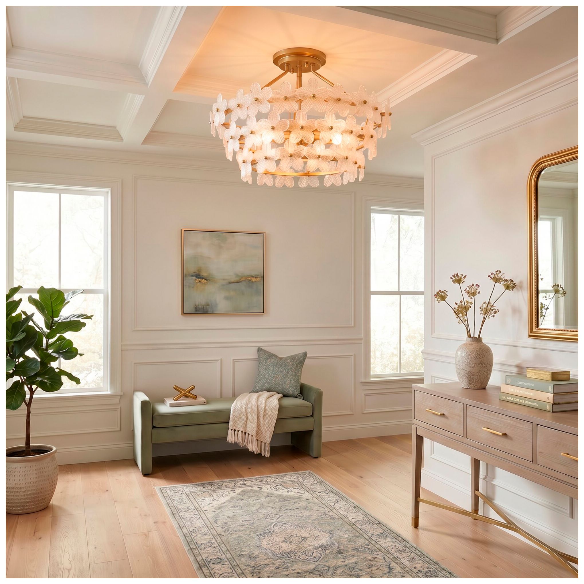 Wright 4-Light Brushed Gold Semi-Flush Mount