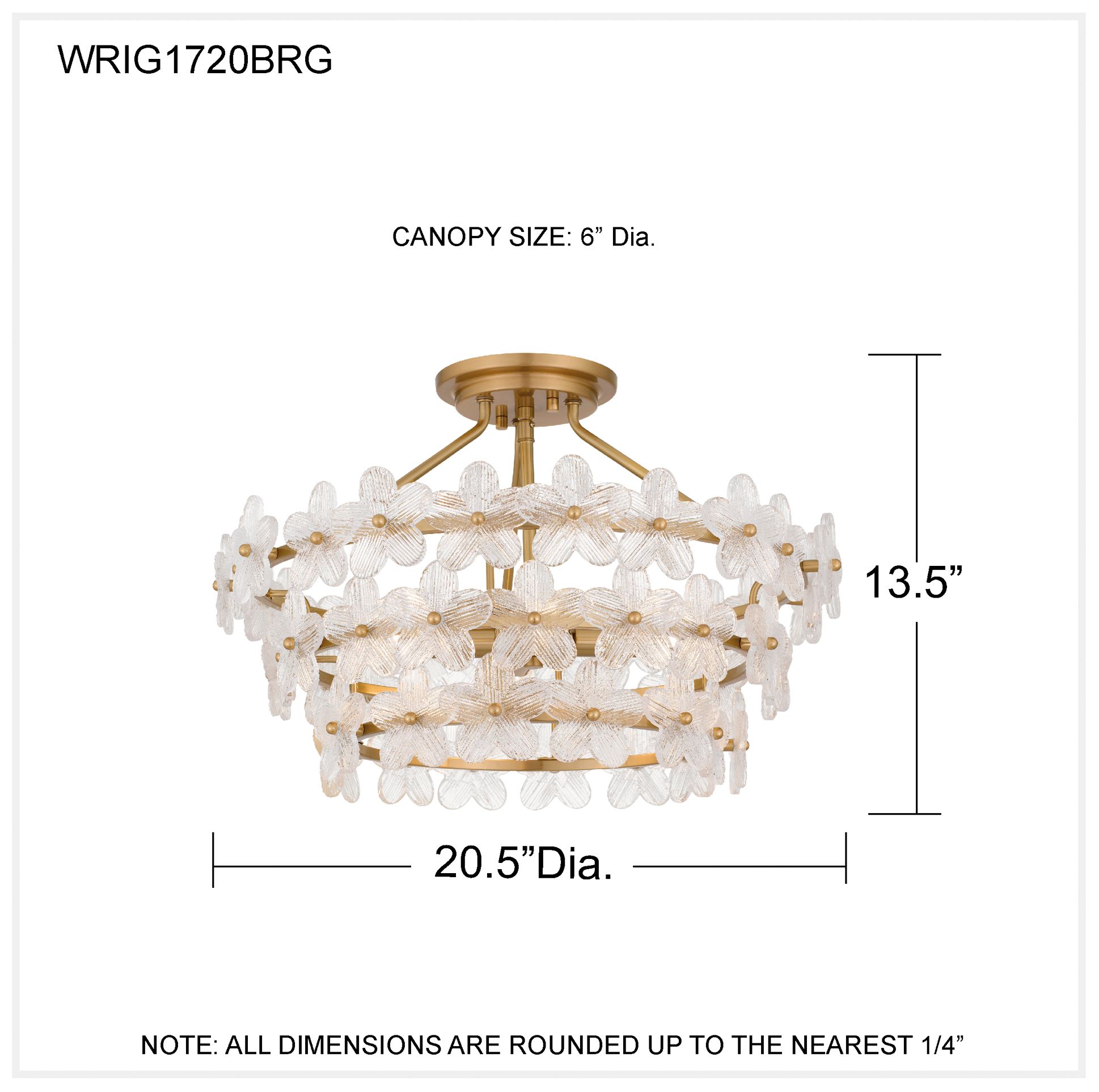 Wright 4-Light Brushed Gold Semi-Flush Mount