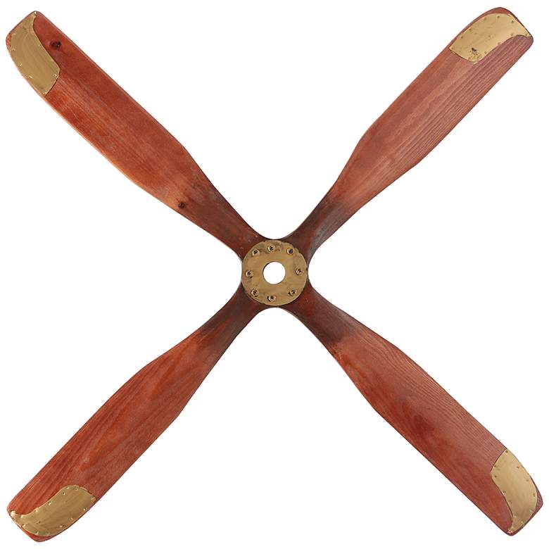 Image 1 Wright 44 inchW Brown Wood 4-Blade Airplane Propeller Wall Decor