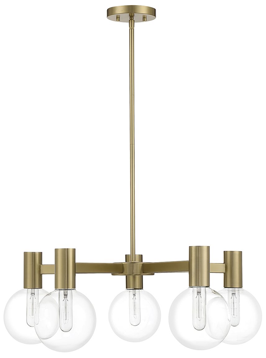 Image 2 Wright 5-Light Chandelier in Warm Brass more views