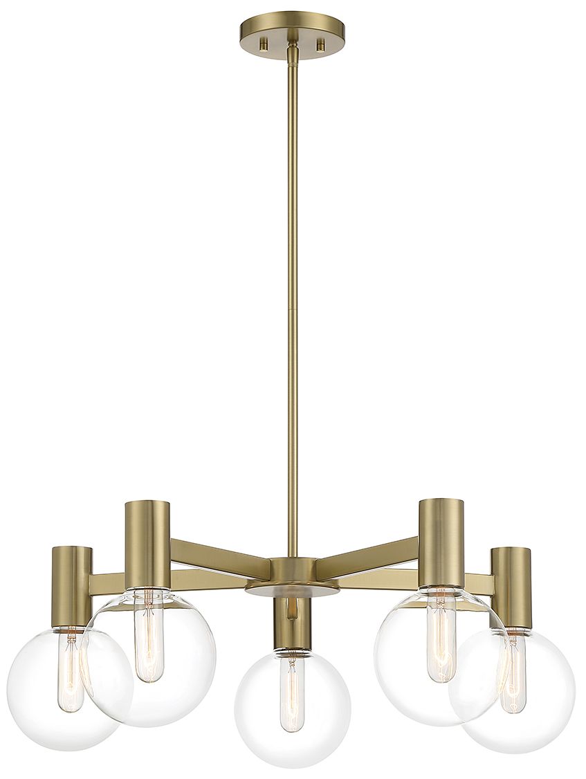 Image 3 Wright 5-Light Chandelier in Warm Brass more views