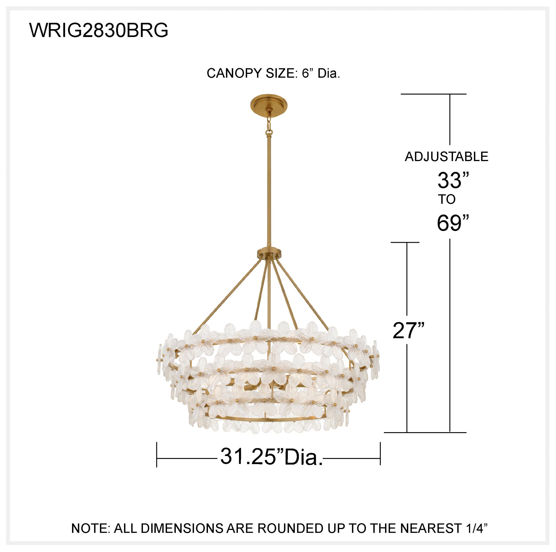 Wright 6-Light Brushed Gold Pendant Light