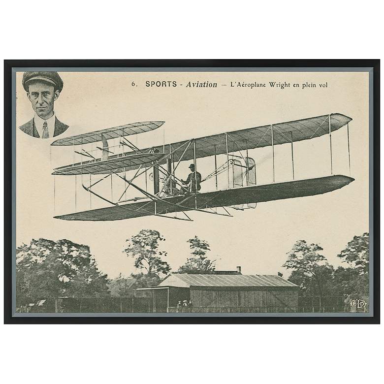 Image 1 Wright Brothers Biplane I 36" Wide Framed Canvas Wall Art