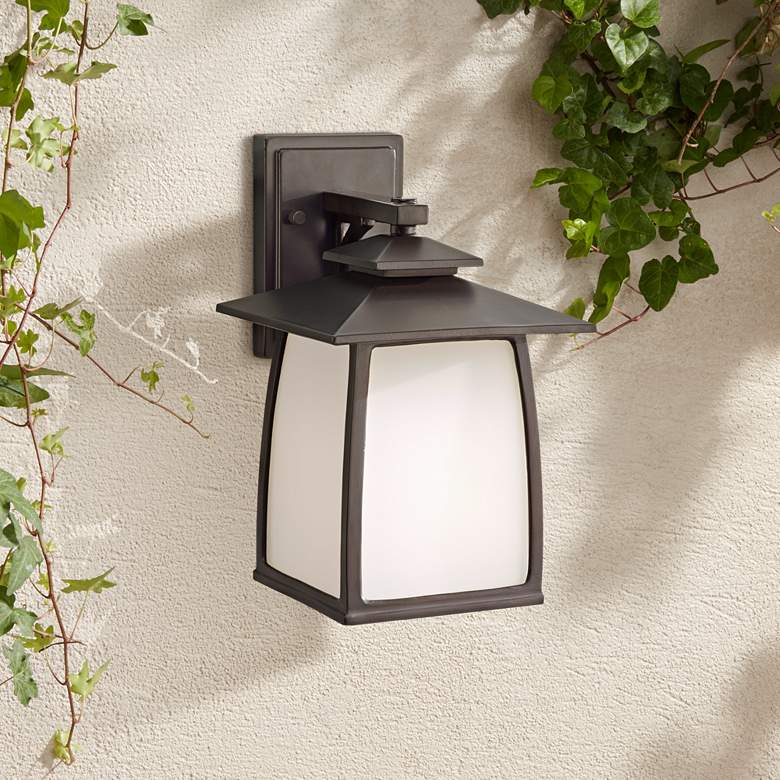 Image 1 Wright House 12 1/2" High Bronze Outdoor Wall Light