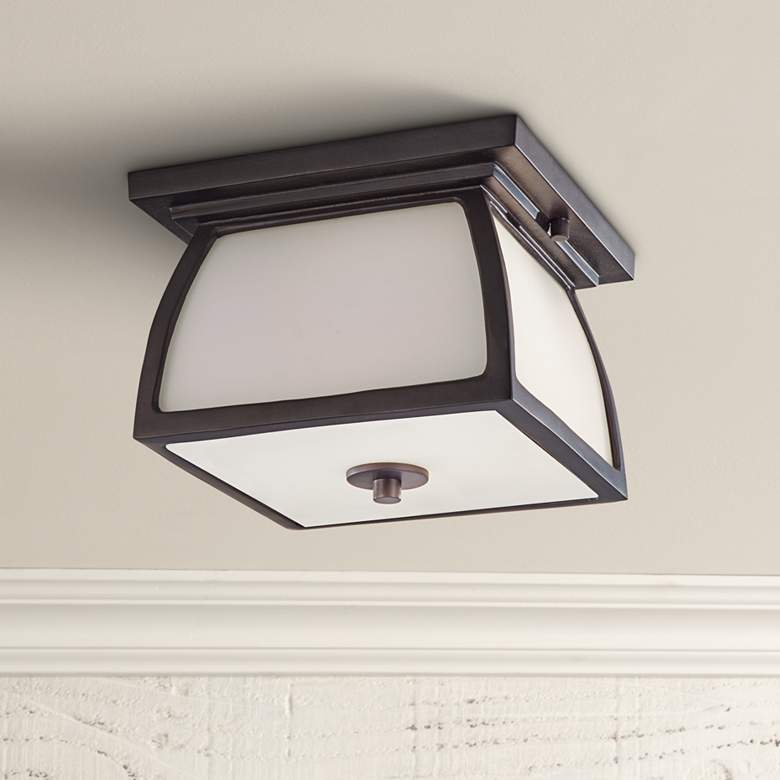 Image 1 Wright House 9 inch Wide Bronze Outdoor Ceiling Light