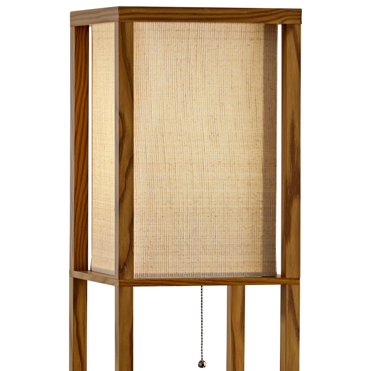 Image 2 Wright Natural Wood Veneer Floor Lamp with Shelves more views