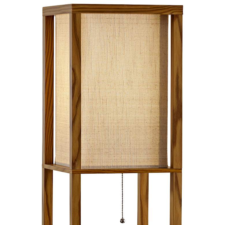 Image 2 Wright Natural Wood Veneer Floor Lamp with Shelves more views