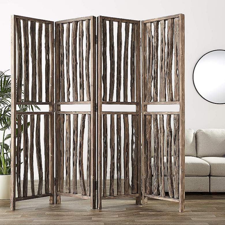 Image 1 Wrightwood 84"W Natural Wood Branches Screen/Room Divider