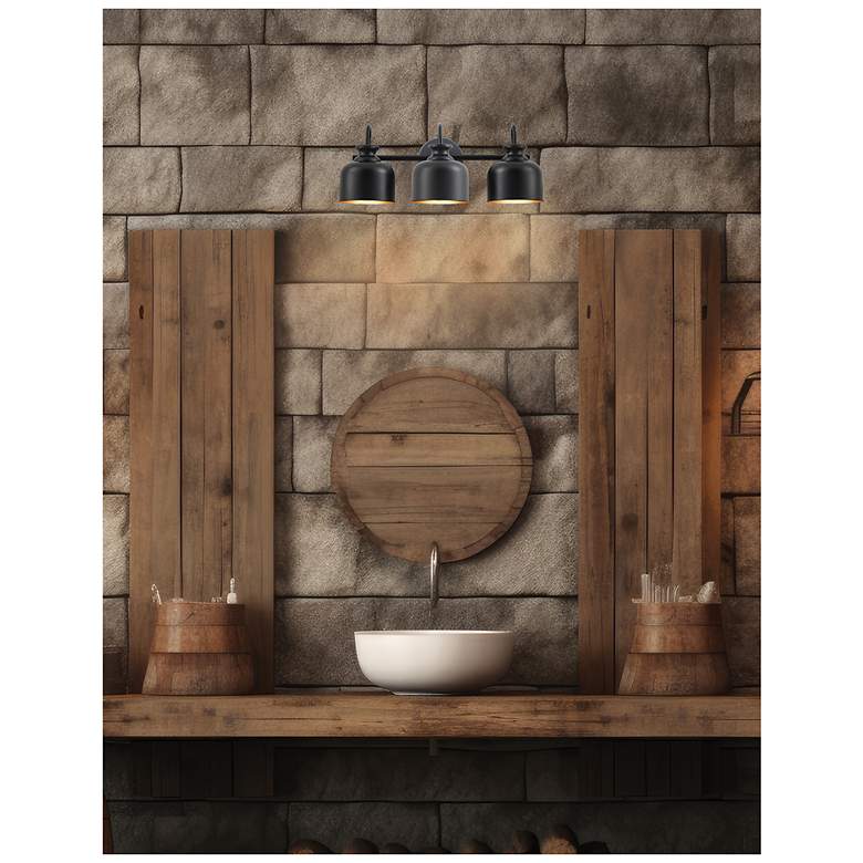 Image 2 Wrigley 8.25" High 3-Light Matte Black Finish Vanity more views