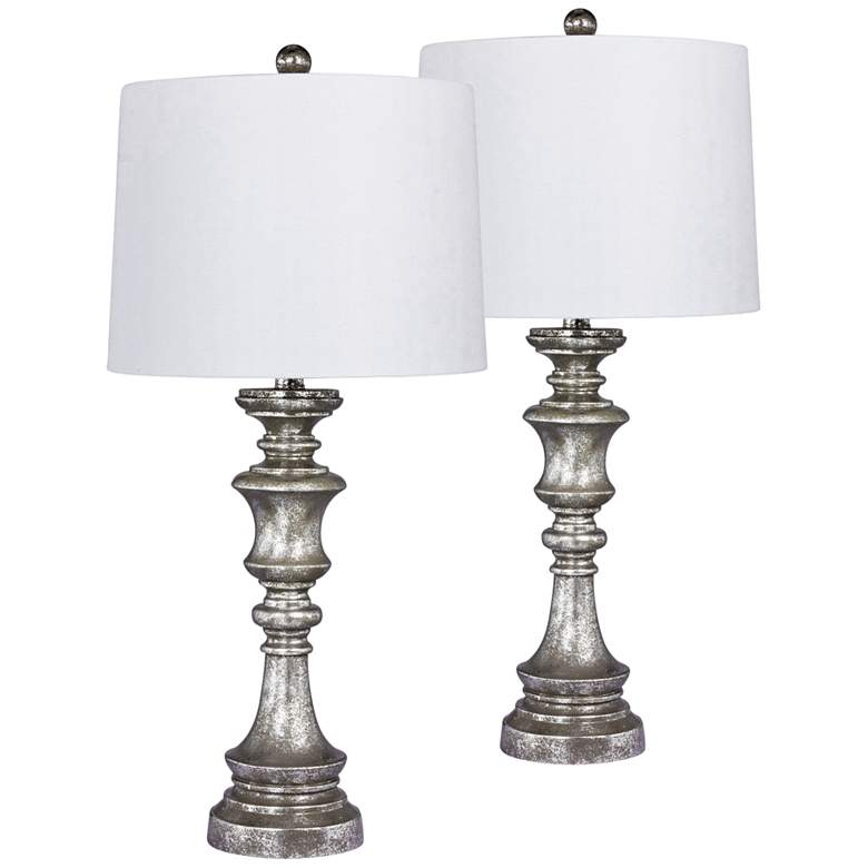 Image 1 Wrigley Antiqued Silver Leaf Candlestick Table Lamp Set of 2
