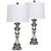 Wrigley Antiqued Silver Leaf Candlestick Table Lamp Set of 2