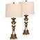 Wrigley Gold Leaf with Brown Wash Table Lamp Set of 2