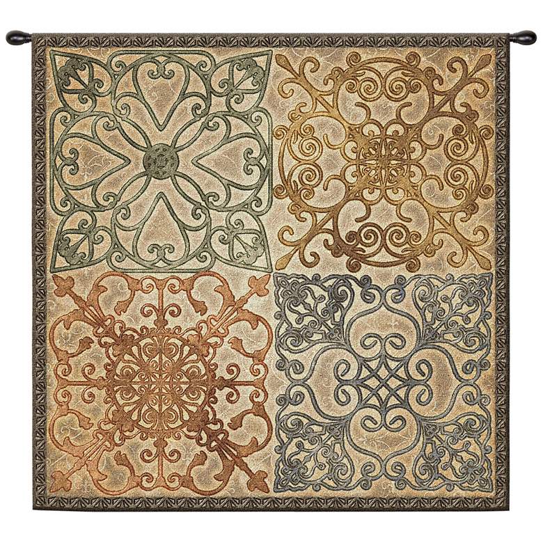 Image 1 Wrought Iron Elegance 44 inch Square Wall Hanging Tapestry