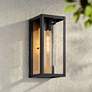1_Wyatt 17" High Matte Black and Brushed Brass Outdoor Wall Light