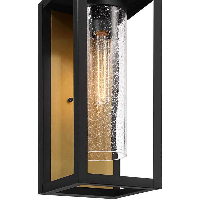 Image 3 Wyatt 17" High Matte Black and Brushed Brass Outdoor Wall Light more views