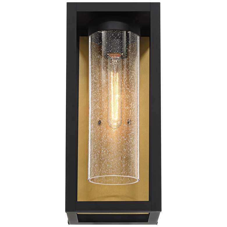 Image 4 Wyatt 17" High Matte Black and Brushed Brass Outdoor Wall Light more views
