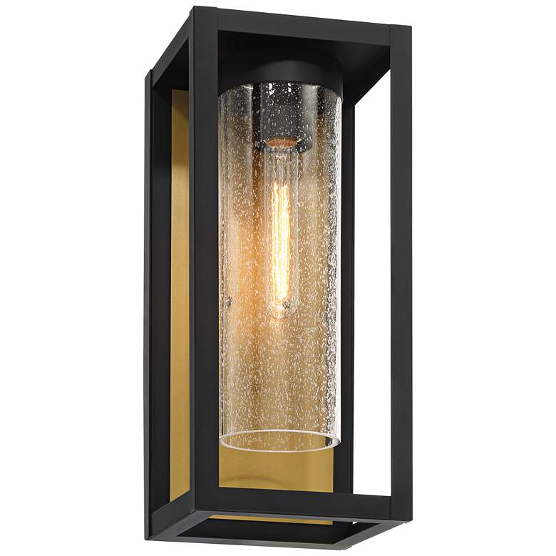 Image 5 Wyatt 17" High Matte Black and Brushed Brass Outdoor Wall Light more views