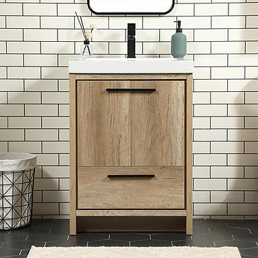 Wyatt 24" Wide Natural Oak Single Sink Bathroom Vanity