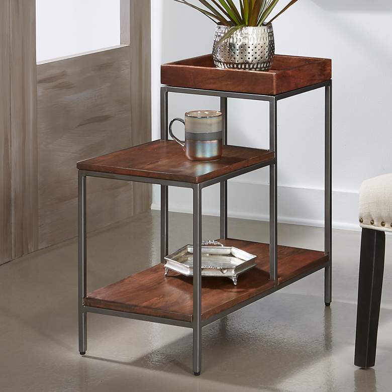 Image 1 Wyatt 26 inch Wide Brown &#38; Gunmetal Accent Table
