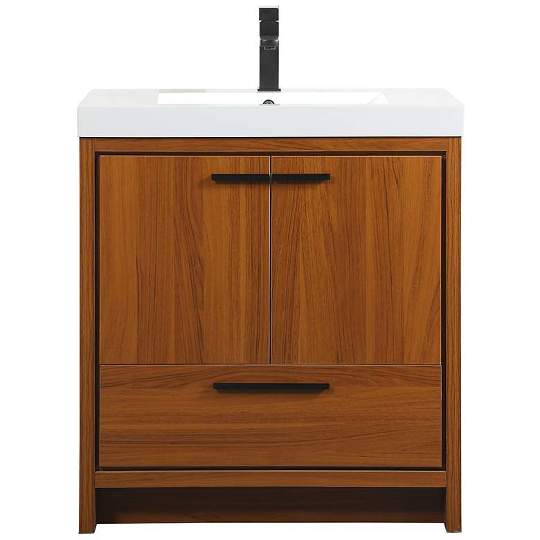 Image 2 Wyatt 30" Wide Teak 2-Door Single Sink Bathroom Vanity