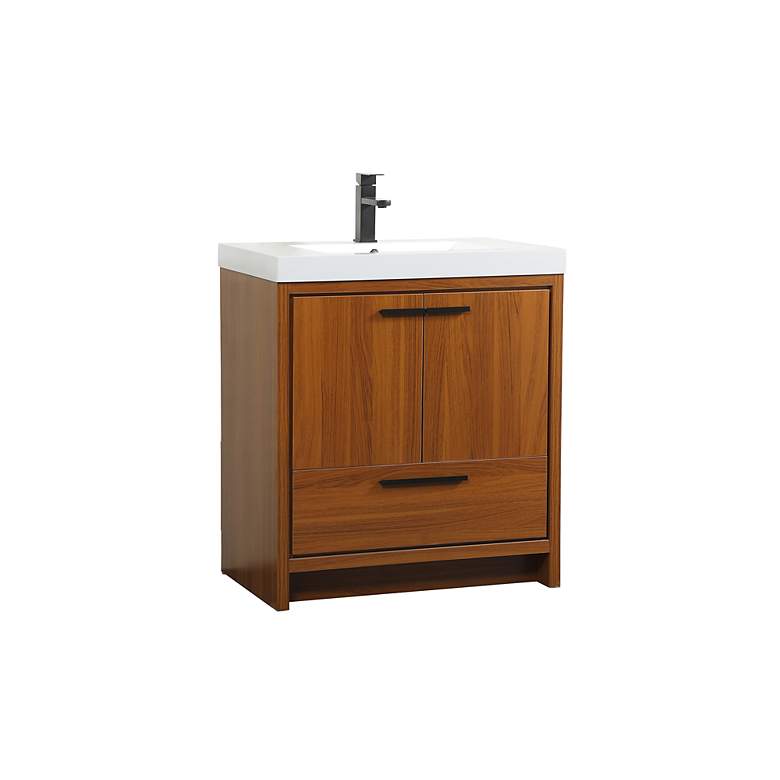 Image 3 Wyatt 30" Wide Teak 2-Door Single Sink Bathroom Vanity more views