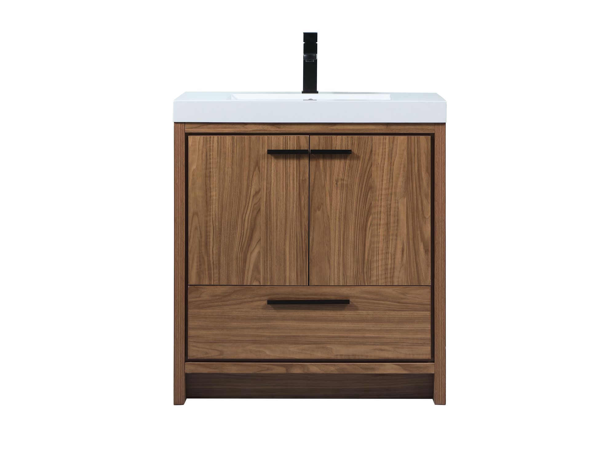 Image 3 Wyatt 30"W Walnut Brown 2-Door Single Sink Bathroom Vanity more views
