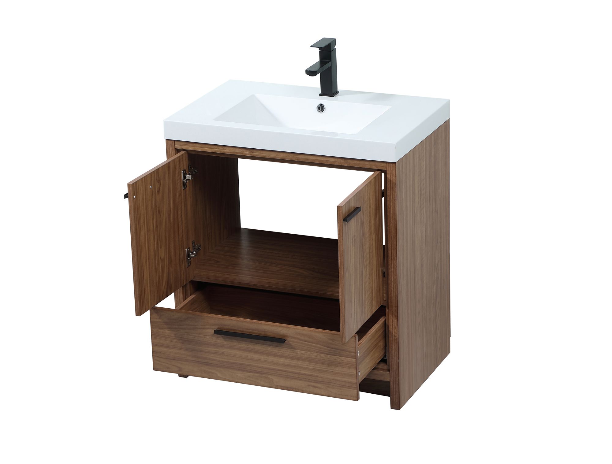Image 6 Wyatt 30"W Walnut Brown 2-Door Single Sink Bathroom Vanity more views