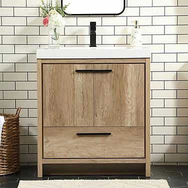Wyatt 30" Wide Natural Oak Single Sink Bathroom Vanity