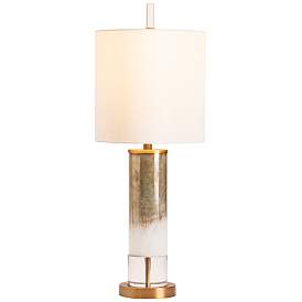 Image2 of Wyatt Brown Glazy Glass and Crystal Table Lamp w/ Nightlight