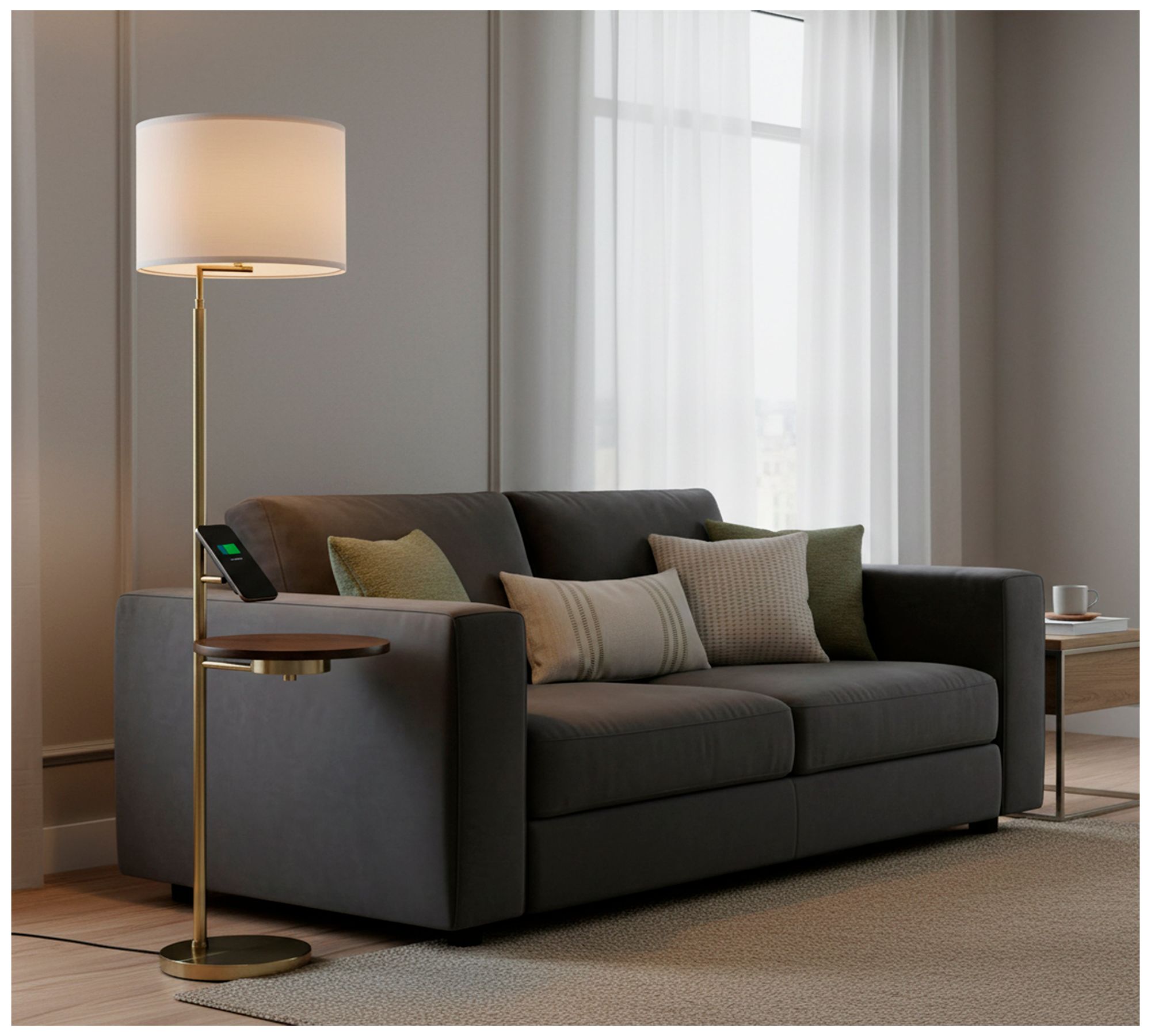 Image 3 Wyatt Wireless Charging Task Floor Lamp with Table more views