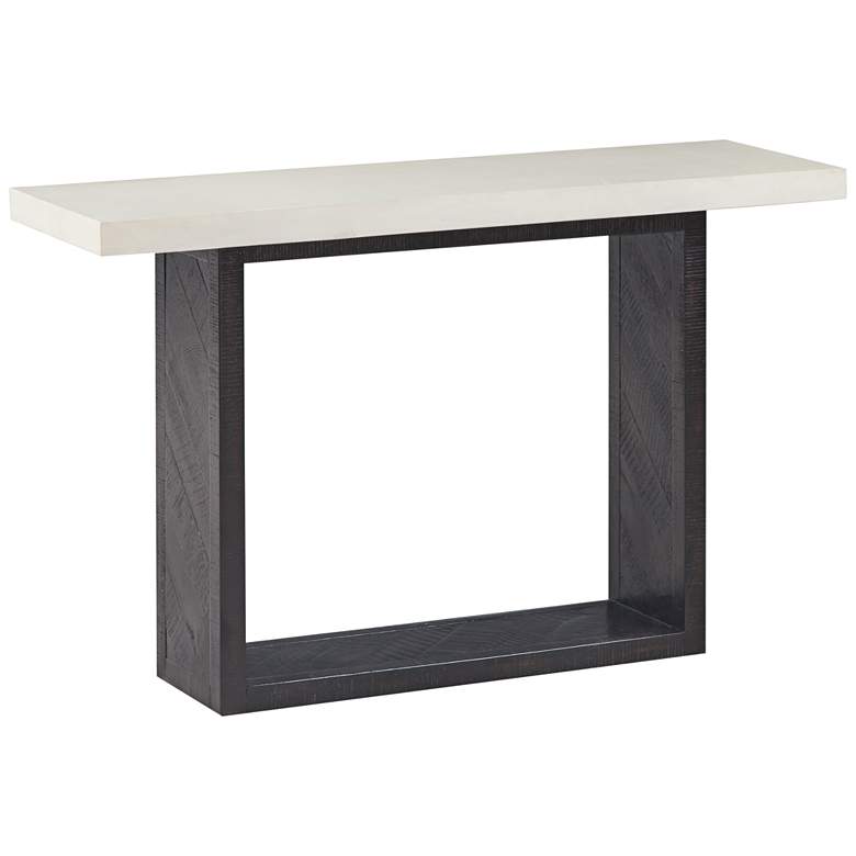 Image 1 Wyckoff White Concrete and Black Wood Mixed Console Table
