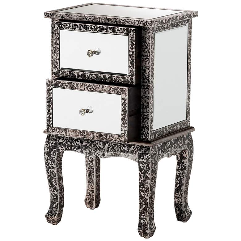 Image 4 Wycliff 15 3/4 inch Wide Gray Silver 2-Drawer Nightstands Set of 2 more views