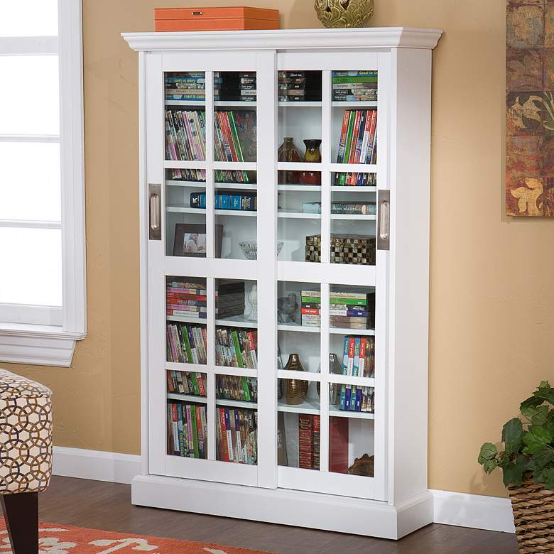 Image 1 Wyman 31 3/4" Wide Painted White Wood 2-Door Media Cabinet