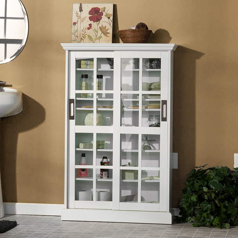 Image 4 Wyman 31 3/4" Wide Painted White Wood 2-Door Media Cabinet more views