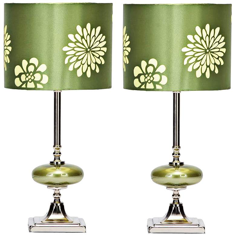 Image 1 Wyman Silver and Green Metal Table Lamp Set of 2