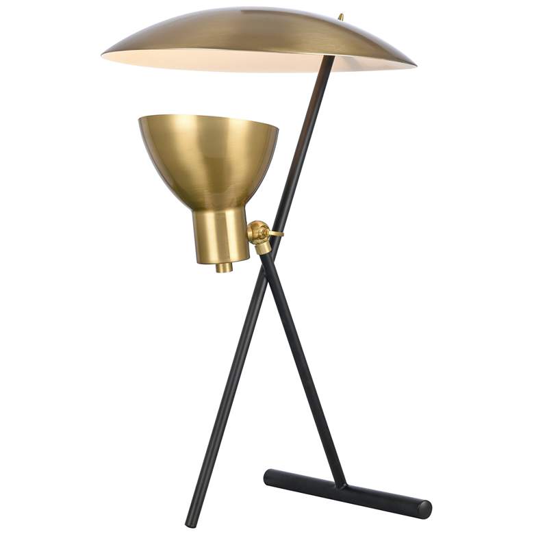 Image 1 Wyman Square 19" High 1-Light Desk Lamp - Satin Gold - Includes LED Bu